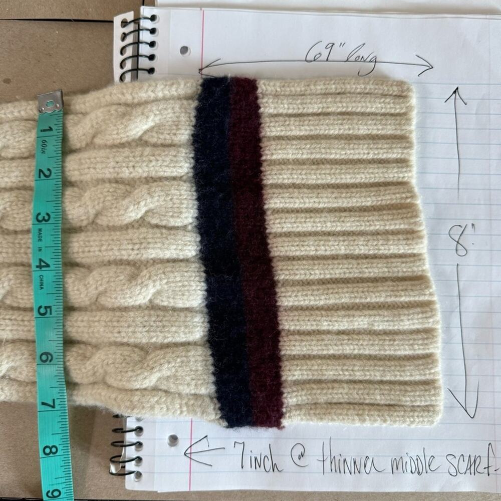 Vintage Ralph Lauren Scarf Cable Knit Cashmere Wool Thick 69โ Winter - Picture 8 of 8